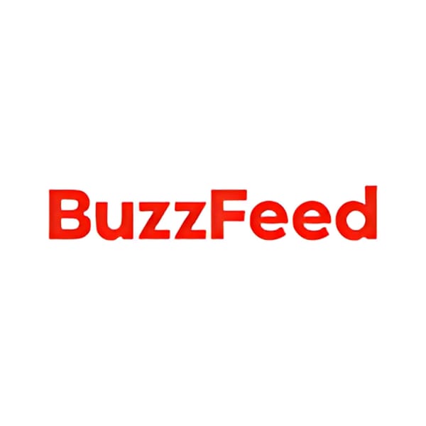 Red "BuzzFeed" logo on a white background.