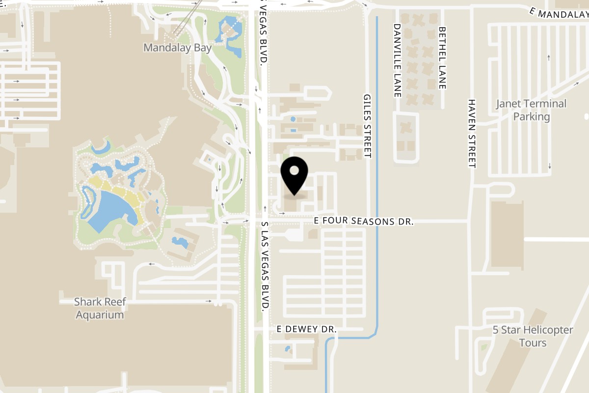 Map showing the location of Sayulitas Las Vegas Boulevard on 3999 S Las Vegas Blvd in Las Vegas